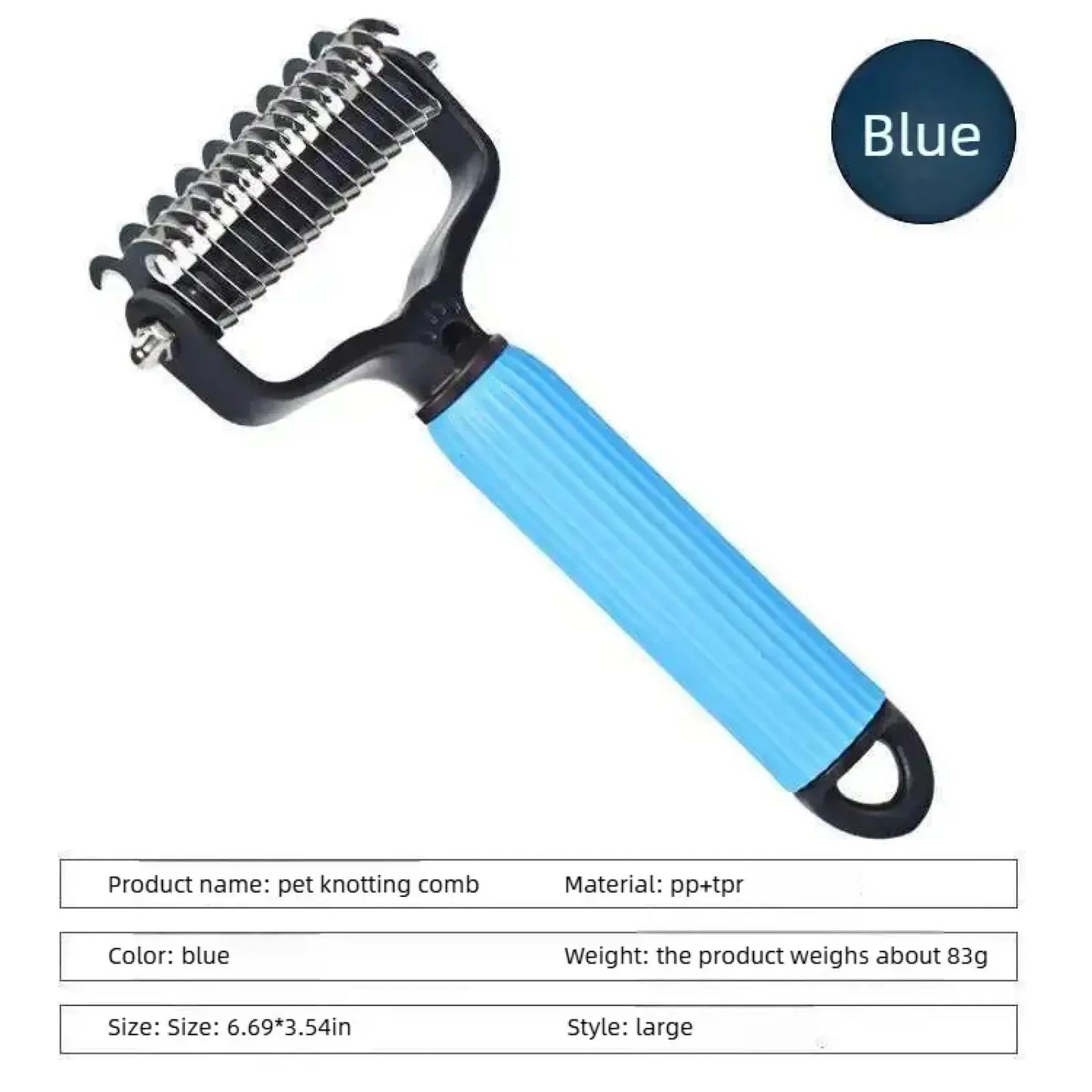 Dog Detangling & Deshedding Comb – Double-Sided Stainless Steel Grooming Tool for Removing Mats, Tangles & Loose Fur