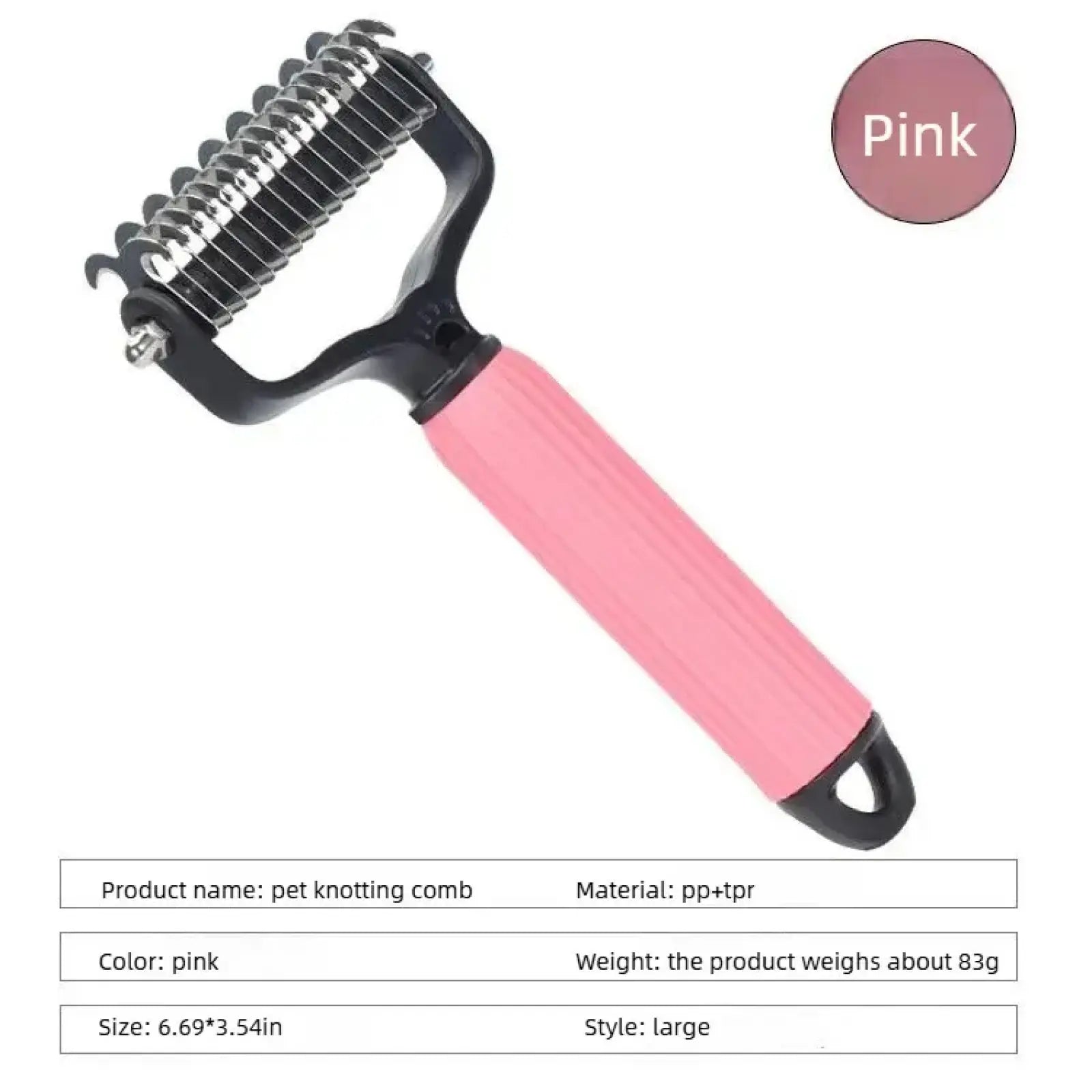 Dog Detangling & Deshedding Comb – Double-Sided Stainless Steel Grooming Tool for Removing Mats, Tangles & Loose Fur