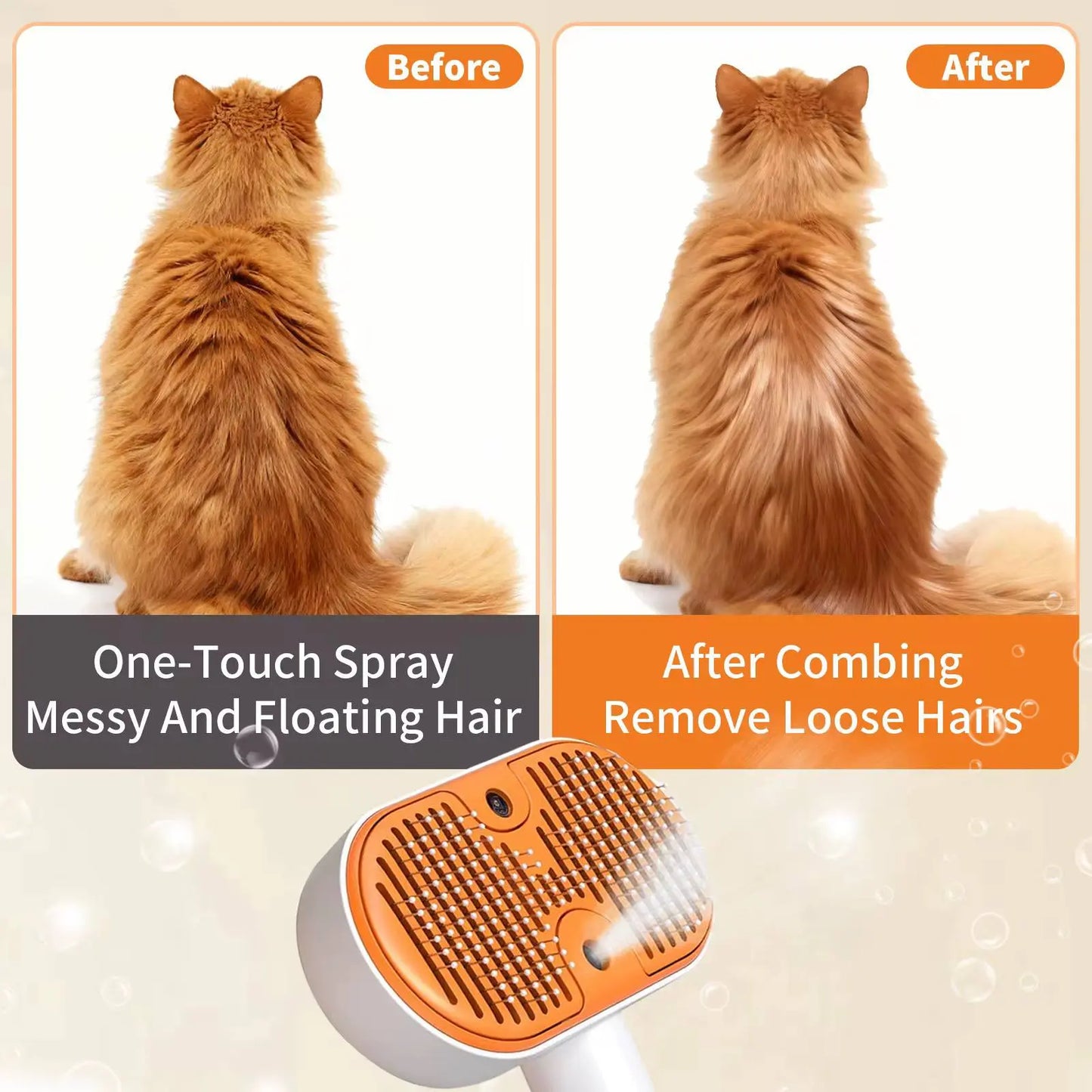 3-in-1 Steam Pet Grooming Brush for Cats & Dogs