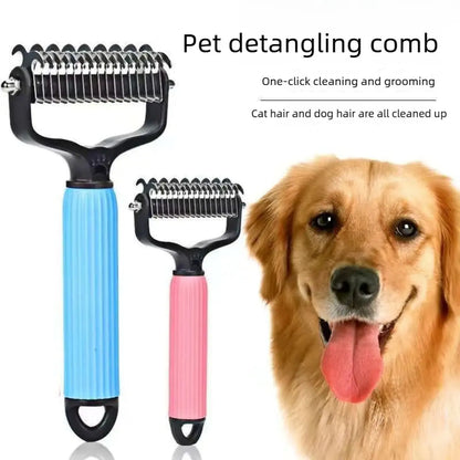 Dog Detangling & Deshedding Comb – Double-Sided Stainless Steel Grooming Tool for Removing Mats, Tangles & Loose Fur