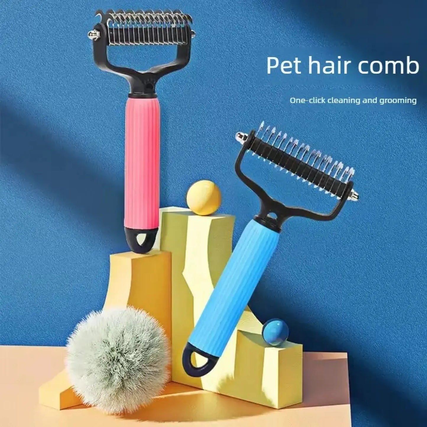 Dog Detangling & Deshedding Comb – Double-Sided Stainless Steel Grooming Tool for Removing Mats, Tangles & Loose Fur