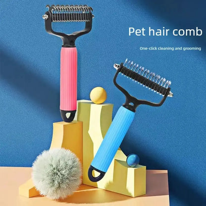 Dog Detangling & Deshedding Comb – Double-Sided Stainless Steel Grooming Tool for Removing Mats, Tangles & Loose Fur